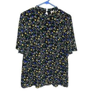 Ann Klein Flutter Sleeve Sheer Blouse Lined Women’s Size XL